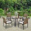Racxily All Weather 5-Piece Patio Dining Table Sets, Patio Conversation Set Acacia Wood Table Top with Umbrella Hole - 3 of 4