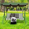 SUGIFT 3-Person Patio Swing  Chair with Cushion and Adjustable Tilt Canopy in Green - 3 of 4