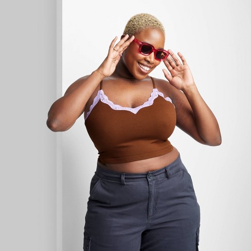 Women's Long Sleeve Sweetheart Neck Seamless Shirt - Wild Fable™ Brown L :  Target
