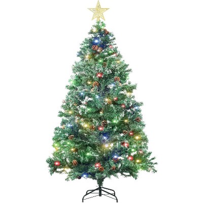 Pre-lit Christmas Tree - 350 Bright Lights (8 Modes), 1000 Flame-Retardant PVC Branches, Metal Hinges and Star Topper, Easy-to-Assemble Holiday Tree