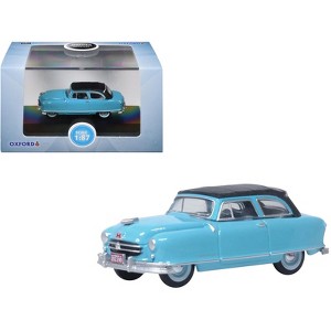 1950 Nash Rambler Custom Landau Convertible (Closed) Strato Blue with Black Top 1/87 (HO) Diecast Model Car by Oxford Diecast - 1 of 4