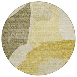 Gold Beige And Wheat Abstract Washable Indoor Outdoor Area Rug - 1 of 4