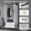 TIRAMISUBEST White Wardrobe - 2-Door Armoire with Drawers & Hanging Rod, 31.5"W x 76.77"H (Right Opening) - 4 of 4