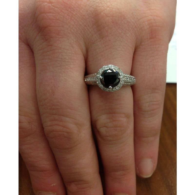 Pompeii3 1 1/4ct Black & White Diamond White Gold Engagement Ring, 4 of 6