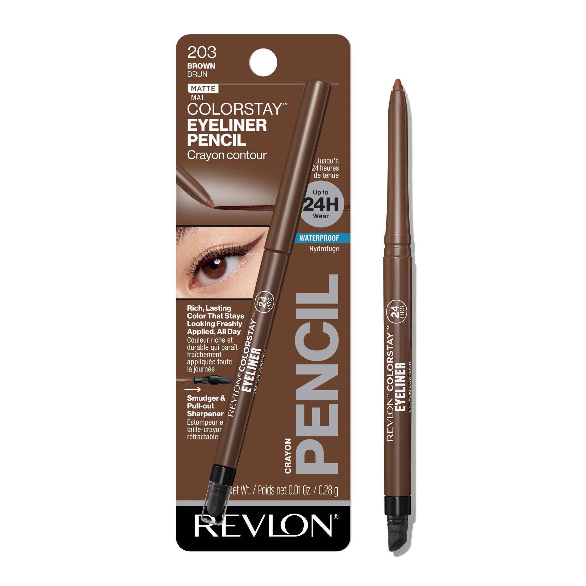 Revlon Colorstay Waterproof Eyeliner with Built-in Smudger - 203 Brown - 0.01oz: Paraben-Free, Sulfate-Free, For Sensitive Skin