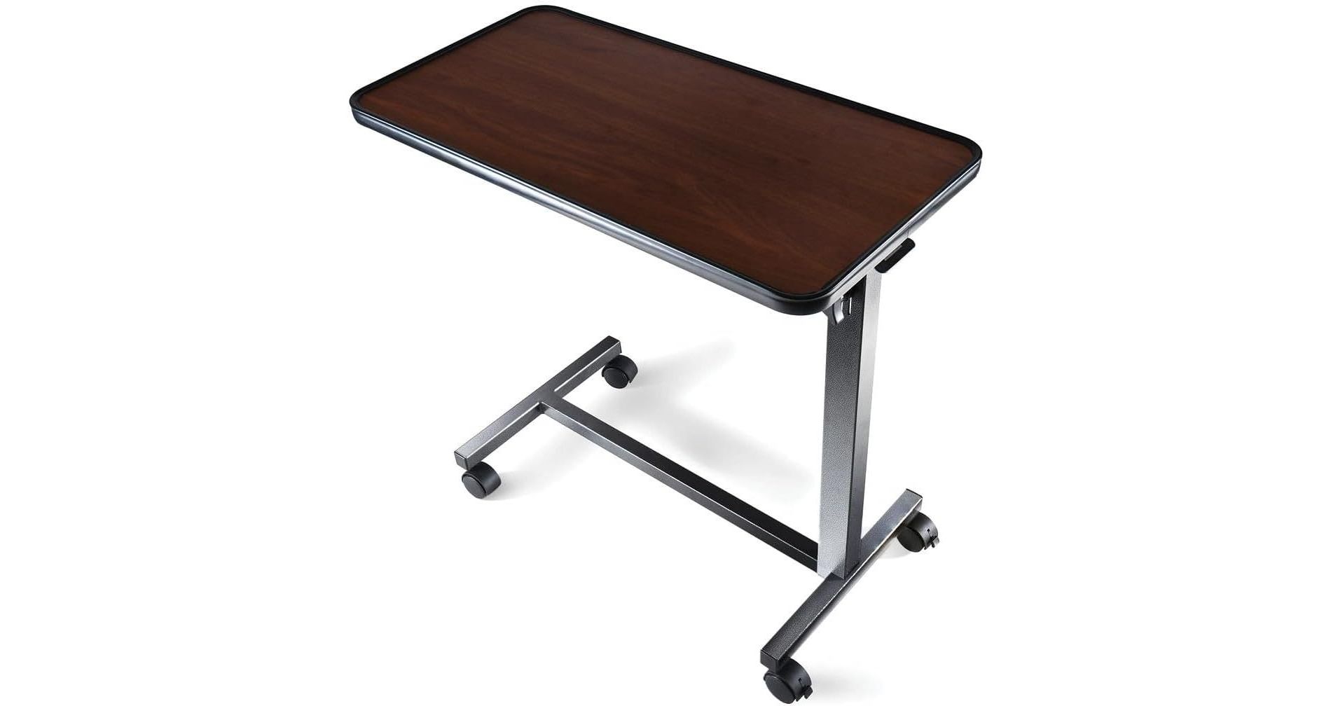 Adjustable Overbed Bedside Table with Wheels, Bed Desk, Over The Bed Table for Hospital and Home Use, Height Adjustable, Easy Mobility MedicalKingusa