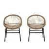 GDFStudio Dero Outdoor Wicker and Iron Dining Chairs with Cushion (Set of 2), Light Brown/Beige - 2 of 4