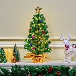 Joyfy Christmas Tree Decorations, 24"/2FT Mini Tabletop Artificial Xmas Tree with Star Treetop & Ornaments, DIY Christmas Decorations Indoor - 1 of 4