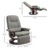 Faux Leather Manual Recliner, Adjustable Swivel Lounge Chair with Footrest, Armrest and Wrapped Wood Base for Living Room - 3 of 4