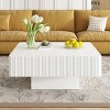 31.6" Square Fluted Coffee Table,Modern Minimalist Center Table,Chunky Centerpiece for Living Room-Baofuwish - 2 of 4