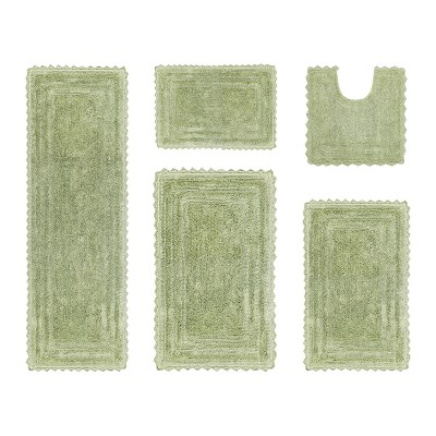 Lilly Crochet Collection 100% Cotton Tufted Reversible 5-Piece Bath Rug Set – Super Absorbent, Machine Washable Bathroom Mats with Crochet Pattern