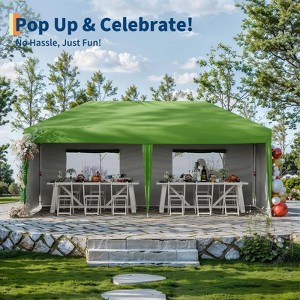 3m x 6m Folding Tent, 4-Way Silver-Coated Oxford Cloth, Water-Resistant & UV Protection, Portable Shelter for Outdoor Events - 1 of 4