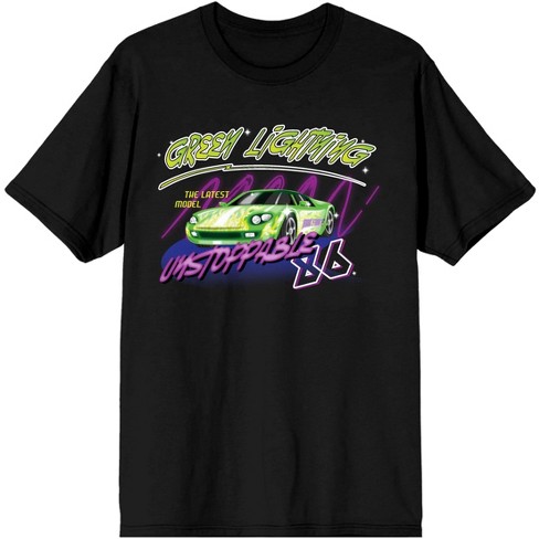 Car Fanatic Green Fire Race Car Unstoppable Men's Black Graphic Tee ...