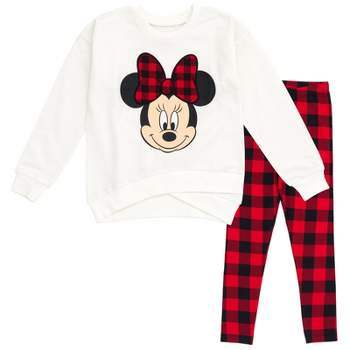Mickey Mouse & Friends Minnie Mouse Toddler Girls Pullover Fleece Hoodie  and Leggings Outfit Set Oatmeal Heather 4T