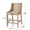 Christopher Knight Home 25.5" Cataldo Wood and Cane Upholstered Counter Height Barstool Beige/Natural - 3 of 4
