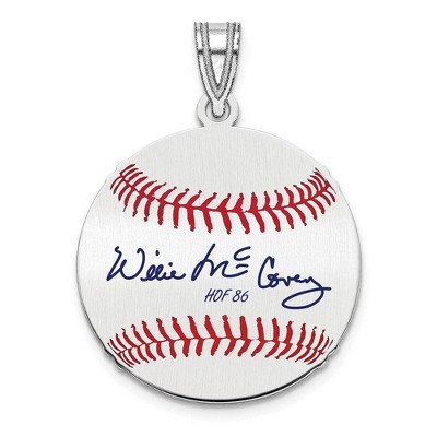 Black Bow Jewelry Sterling Silver Willie McCovey Signature SM Enamel Baseball Pendant