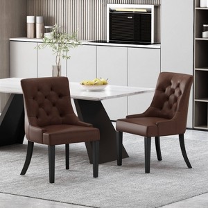 Christopher Knight Home Set of 2 Cheney Faux Leather Tufted Dining Chairs - 1 of 4