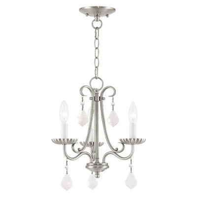 Elegant Brushed Nickel Mini Chandelier with Crystal Accents