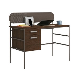 Gulches Home Office Desk with Brown Oak Finish 2 File Drawers (Letter/Legal Size), Safety Interlock, Durable Metal Frame - 1 of 4