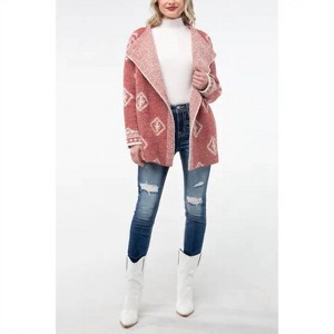 Women's OPEN FRONT AZTEC TERRY CLOTH CARDIGAN - Miss Me - 1 of 2