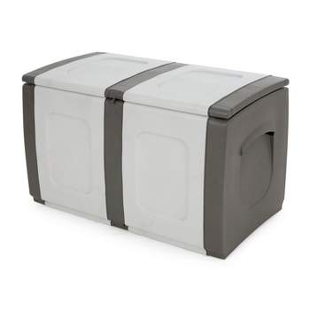Homeplast Regular 52.83 Gallon Capacity Indoor Outdoor Heavy Duty Deck Box Storage Trunk for Pillows, Patio Cushions, & Firewood, Gray/Anthracite