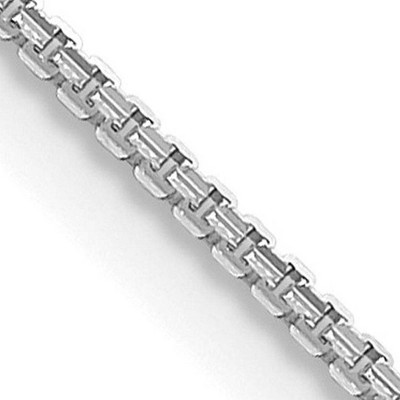 Black Bow Jewelry 1.25mm 14K White Gold Solid Concave Box Chain Necklace