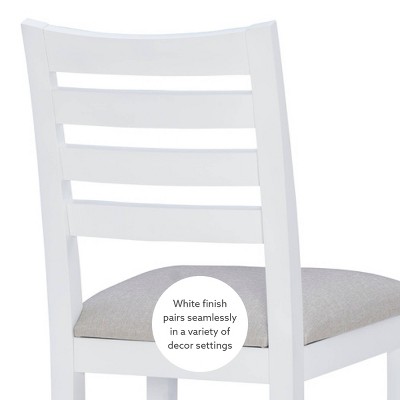 Set of 2 Off-White Upholstered Ladder Back Counter Stools