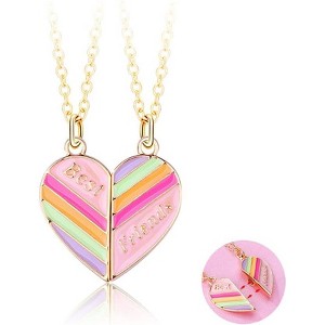 Best Friend Necklaces for 2 – Matching Heart & Rainbow Set (Teen Girls Gift for Birthday/Christmas) - 1 of 4