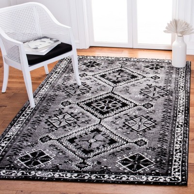 Round Black Synthetic Non-slip Stain-resistant Rug, 47"