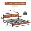 King Size Bed Frame with Upholstered Headboard, Metal Platform Bed with Side Table, Metal Slats Support, No Box Spring Needed, Under Bed Storage - 3 of 4