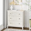 JIONJOY Floral 3-Drawer Dresser - Fully Built MDF Cabinet with Filigree Cutouts, Distressed White Finish & Bronze Pulls - 3 of 4
