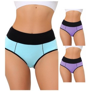 Allegra K Women's High Waist Tummy Control Color-Block Briefs 3 Packs - 1 of 4