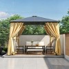 10x10 FT Aluminum Outdoor Gazebo with Polycarbonate Roof, Curtains and Mosquito Netting Backyard Tent for Backyard Lawn-Cuddlewood - 2 of 4