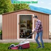 10x8 ft Outdoor Storage Shed, Galvanized Steel Garden Shed with Lockable Door, Gray/Brown - 4 of 4