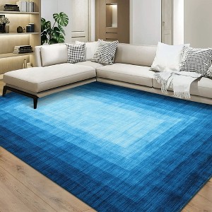 Area Rug Modern Ombre Bordered Machine Washable Rug for Living Room Bedroom Border Gradient Stain Resistant Accent Rug - 1 of 4