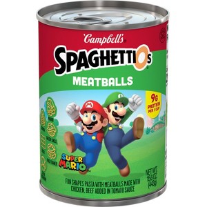 SpaghettiOs Super Mario Bros Canned Pasta with Meatballs- 15.6oz - 1 of 4