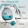 ALAULM Egg Swing Chair Indoor Outdoor Patio Wicker Rattan Hanging Egg Chair with Stand, Hammock Swing with Cushioned Headrest, 350LB Capacity - 4 of 4