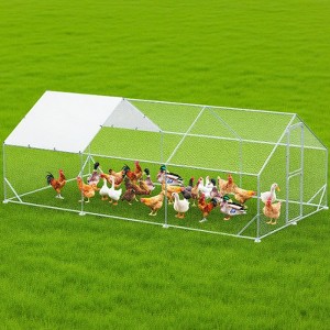 Jojoka Pet Cage Large Walk-in Metal Chicken Coop with Run, Double Door, Water-Resistant UV Cover, Outdoor Poultry Enclosure - 1 of 4