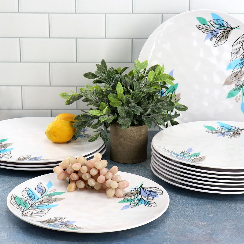 Gibson Home Tropical Sway Vineyard 12 Piece 11 Inch Melamine Dinner Plate Set in Blue, 5 of 6