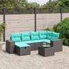 vidaXL 7 Piece Patio Sofa Set with Cushions Black Poly Rattan - 2 of 4