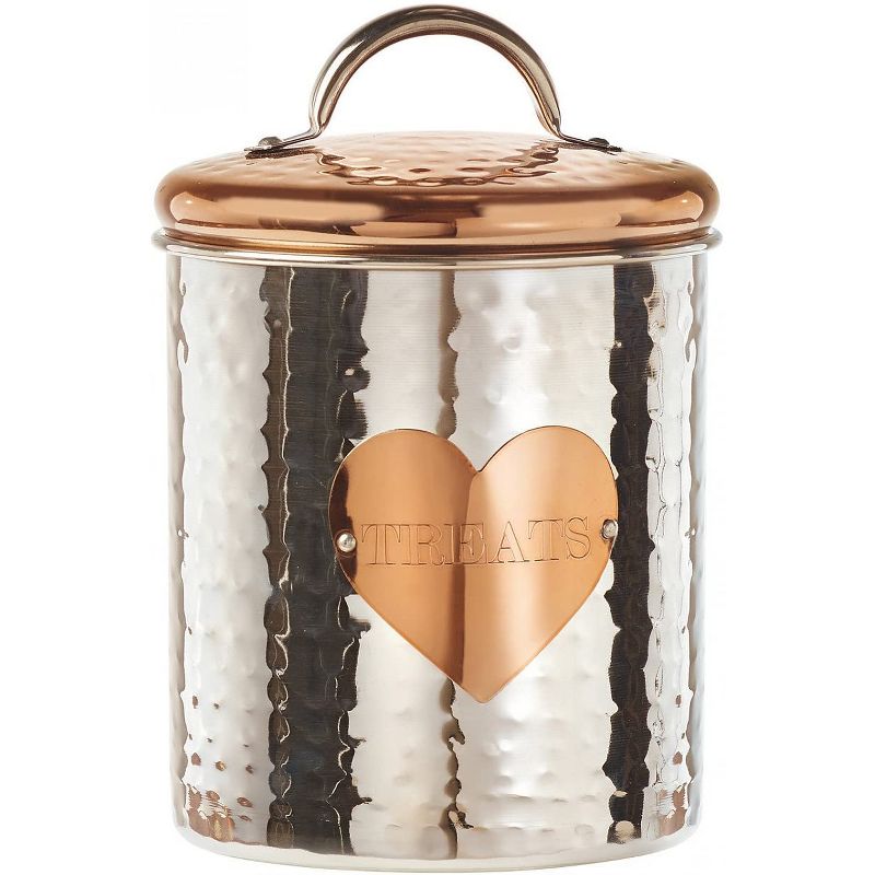 Amici Pet Rosie Silver/Rose Gold Metal Treats Canister 2 Size Set, Pet Food Storage Containers, Dog Food Jar with Lid,38 & 104 Ounce, 3 of 6