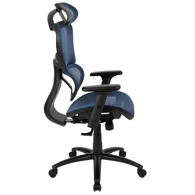 Contemporary High-Back Swivel Mesh Office Chair with Adjustable Arms in Black
