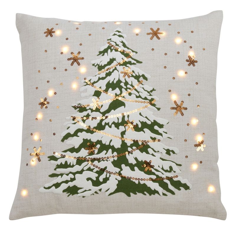 Saro Lifestyle Christmas Tree Throw Pillow With LED Lights, 3 of 7
