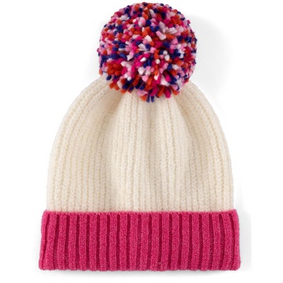 Shiraleah Pink and White Natalia Hat with Speckled Pom