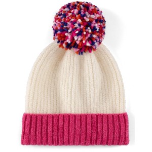 Shiraleah Pink and White Natalia Hat with Speckled Pom - 1 of 2