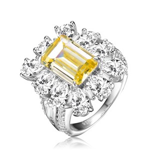 Guili Sterling Silver Emerald Cut Pink Cubic Zirconia Ring, Elegant Design, Perfect for Any Occasion, Adding a Touch of Glamour, Sizes 6, 7, 8 - 1 of 3