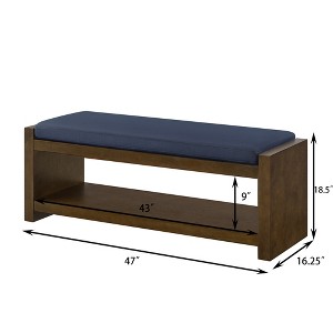 47-Inch Decorative Bench With a Lower Shoe Rack, Featuring a Shoe Rack, Upholstered Seat, Suitable for Use in a Bedroom or Living Room. - 1 of 4