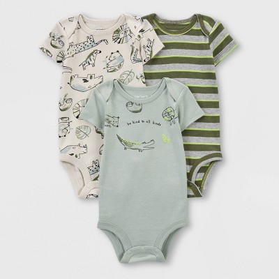 Carter's Just One You® Baby Boys' 3pk Safari Bodysuit - White/Green Newborn