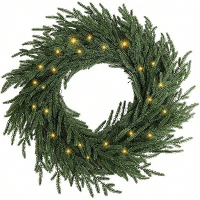 24 inch real pine wreath for front door indoor outdoor christmas decor green color festive holiday decoration