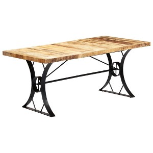 vidaXL Dining Table Brown, Black Solid Mango Wood, Steel 70.9 x 35.4 in - 1 of 4